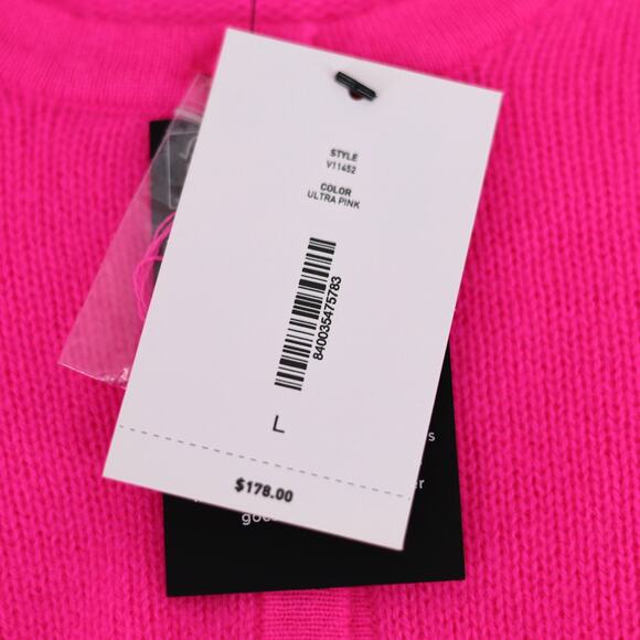 C by Bloomingdale's Women Bright Pink Cashmere Crew Neck Cardigan Sweater Size L - Picture 6 of 6